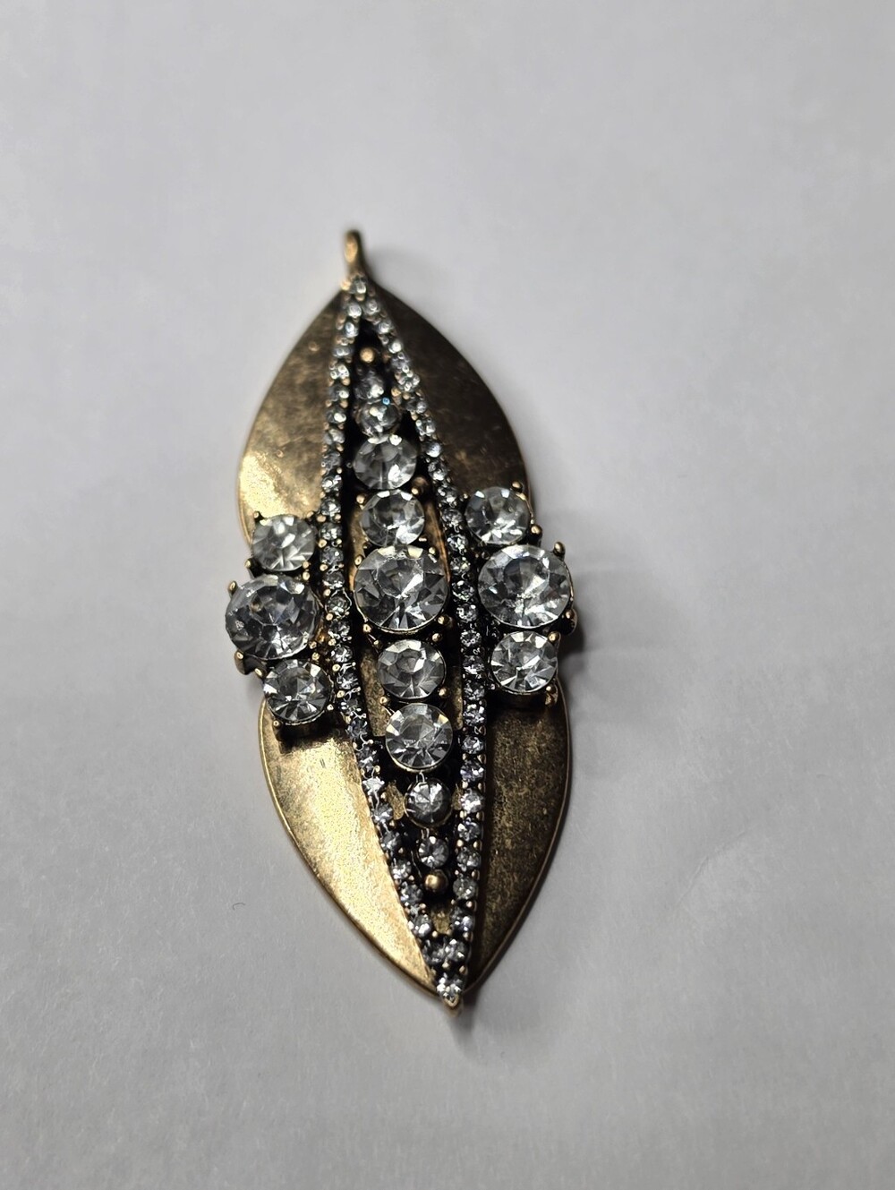 Gold-Tone Leaf Crystal Pendant - Clear Crystal